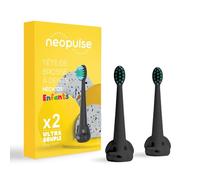 NEOPULSE® - Pack de 2 Repuestos para Cepillo Dental Eléctrico Infantil Sónico NEOKIDS® - Cabezales Negros Ultrasuaves de Nailon - Compatible con NEOSONIC® - Desde 3 Años