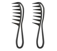 Neoreser 2 Pcs Peine de Dientes Anchos, Peine de Tiburón, Peine Profesional para Peluquería, Peine de pelo Rizado Antiestático, Peines de Peluqueria Profesional para Peluquero Casero(Negro)