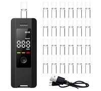 Neoreser Alcoholimetro, con Pantalla LCD y 25 Boquillas, Alcoholímetro Portátil Profesional Digital Recargable por USB, Alcolimetros Personal para Uso Doméstico y Profesional