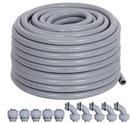 Neorexon Conducto hermético a líquidos de 15,24 m y 10 piezas de kit de conectores, conducto eléctrico de 1/2 pulgada y 15,24 m con certificación UL, conducto flexible con 5 conectores rectos y 5
