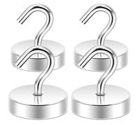 Neosmuk Ganchos magnéticos, 30 kg, ganchos magnéticos extra fuertes para camping, taller, taquilla, percheros con imán de neodimio para exteriores y accesorios de crucero, color plateado, 4 unidades
