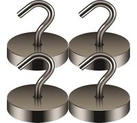 Neosmuk Ganchos magnéticos, 40 kg, extra fuertes, ganchos magnéticos para camping, taller, taquilla, percheros con imán de neodimio para exteriores y accesorios de crucero, gris, paquete de 4