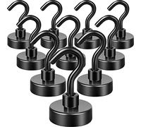 Neosmuk Ganchos magnéticos negros, 20kg Imanes de neodimio de alto rendimiento con gancho, gancho de crucero extra fuerte para colgar (negro, paquete de 10)