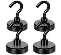 Neosmuk Ganchos magnéticos negros resistentes, imán extra fuerte de 100 libras con gancho de metal para refrigerador, súper imán para crucero, parrilla, cocina, barbacoa, herramientas. Paquete de 4