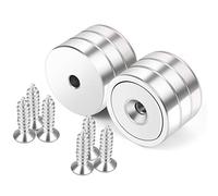 Neosmuk Imanes con Agujero, 30 kg Fuertes Redondos para Pared, con Tornillo para Madera, Disco de Neodimio con Agujero Central, Plano de 25 mm (Paquete de 6)