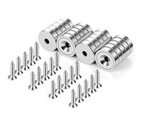 Neosmuk Imanes con agujero, imanes redondos ultrafuertes de 20 kg para la pared, imán con tornillo para madera, imán de disco de neodimio con agujero en el centro, imán plano de 20 mm (paquete de 20)