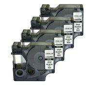 NEOUZA 18438 - Cinta de vinilo compatible con DYMO Rhino IND, color negro sobre rojo, ancho de 12 mm, color Negro sobre rojo. 4PK