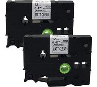 NEOUZA 2 cartuchos compatibles con Brother P-Touch laminados TZe TZ 12 mm x 8 m (TZ-M31 TZe-M31 negro sobre transparente mate)