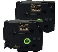 NEOUZA 2 unidades compatibles con Brother P-Touch Laminated TZe TZ cinta de etiquetas 24 mm x 8 m (TZe-354 Gold on Black)
