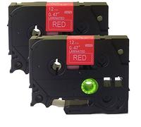 NEOUZA 2PK - Cartucho de cinta para etiquetas Brother P-Touch laminado TZe TZ, 12 mm x 8 m (TZ-435 TZe-435 Blanco sobre rojo)