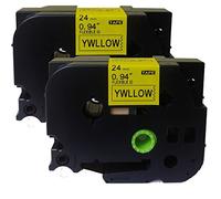 NEOUZA 2PK compatible con Brother P-Touch TZe TZ - Cinta de etiquetas laminada (24 mm x 8 m), color negro sobre amarillo