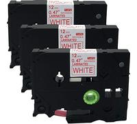 neouza 3pk COMPATIBLES para Brother P-Touch laminado TZE TZ Label Cartucho De Cinta De 12 Mm X 8 M, color TZe-232 Red on White