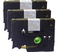 neouza 3pk COMPATIBLES para Brother P-Touch laminado TZE TZ Label Cartucho De Cinta De 12 Mm X 8 M, color Tze-134 Gold on Clear