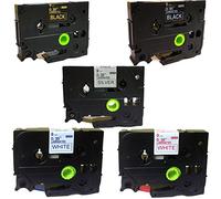 NEOUZA 5 cartuchos de cinta de etiquetas laminados P-Touch Tze Tz de 9 mm x 8 m (blanco sobre negro, dorado sobre negro, negro sobre plateado, azul sobre blanco, rojo sobre blanco)