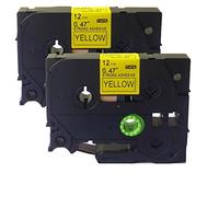 NEOUZA Cartucho de cinta de repuesto compatible para Brother TZe TZ laminado, 12 mm x 8 m (TZ-S631 TZe-S631 Extra Strength negro sobre amarillo) 2 unidades