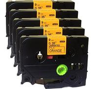 NEOUZA Cinta de repuesto compatible para Brother Laminated Tze Tz Label Tape Cartridge 9mm x 5m (TZe-B21 negro sobre naranja fluorescente) 5PK