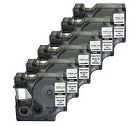 NEOUZA Compatible 18486 para DYMO Rhino Industrial IND Cinta de etiquetas de poliéster permanente Negro sobre Metálico Ancho 12 mm Longitud 5.5 m (6PK)