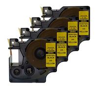 Neouza Compatible para DYMO 18491 Rhino Industrial IND Flexible Nylon Negro sobre Amarillo Etiqueta Banda 19mm 3/10,2cm 4 Packs