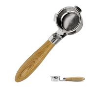 NEOUZA Espresso - Portafiltro sin fondo de 54 mm, diseño de fondo plano para una colocación estable, compatible con máquinas de café Breville 870/875/878/880, acero inoxidable 304 (roble blanco)