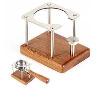 NEOUZA Estación de Apisonado de Café 51mm, Compatible con DeLonghi y Portafiltros 51mm ECP/EC/Stilosa, Altura Ajustable, Acero Inoxidable y Caoba Sapele