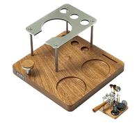 NEOUZA Estación organizadora y alfombrilla para prensar espresso, soporte de madera con soporte para portafiltro, almacenamiento de accesorios de espresso, acero inoxidable 304 y madera de nogal (53