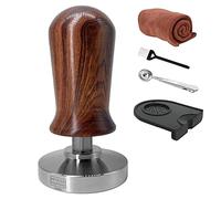 NEOUZA Martillo de prensa profesional calibrado Espresso 53 mm, compatible Sage/Breville 870/875/878, base plana, acero inoxidable 304, mango de madera premium con resorte