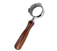 NEOUZA Portafiltro de café espresso sin presión de 51 mm para cafetera DeLonghi EC680/EC685, soporte de filtro sin base, acero inoxidable, cesta de filtro de madera con mango de café no incluida
