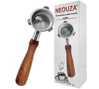 NEOUZA Portafiltro de espresso sin fondo de 51 mm, compatible con Delonghi La Specialista EC9155/9335/9355/9665, en acero inoxidable 304, con cestillo de filtro no presurizado (mango de palisandro)