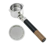 NEOUZA Portafiltro sin fondo de 51 mm con 2 orejas para DeLonghi Stilosa ECP31.21 ECP33.21 ECP35.31 ECP3420 ECP3220 EC155 Home Barista (metal + madera)