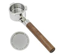 NEOUZA Portafiltro sin fondo de 51 mm con 3 orejas para DeLonghi Dedica EC680 EC685 EC785 EC885 SMEG ECF01 Base plana Home Barista (nogal)