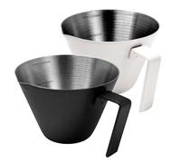 NEOUZA Vasos de chupito de espresso de 100 ml, taza medidora de espresso, paquete de 2 tazas de vertido de acero inoxidable, accesorios de cocina para accesorios de espresso (blanco y negro)