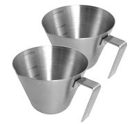 NEOUZA Vasos de chupito de espresso de 100 ml, taza medidora de espresso, paquete de 2 tazas de vertido de acero inoxidable, accesorios de cocina para accesorios de espresso (plata mate)