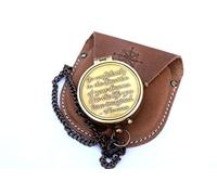 NEOVIVID Brújula de latón grabada con cita de Thoreau's Go Confidently y funda de piel estampada, regalos para niños