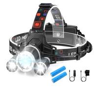 NEOVSUNY Linterna Frontal LED Recargable, Alta Potencia 6000 Lumens 4 Modos Linterna Cabeza, Frontal Trail Running, Alcance 500 Metros Impermeable para Casco Pesca Bicicleta Camping Caza y Emergencia