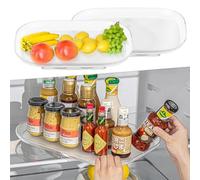 NEOVSUNY Plato giratorio organizador rectangular Lazy Susan plato giratorio organizador de 40 cm con antideslizante, placa giratoria para frigorífico, transparente, organizador de cocina, estante para