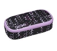 neoxx - Estuche Escolar Jump Purple Crush - Botellas Pet recicladas, Compartimento Principal con Cremallera, 10 Trabillas para bolígrafos, Ventana Transparente - Material Escolar para niños