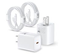 Nepagz Paquete de 2 adaptadores de carga USB C de carga rápida PD de 20 W con cable USB C a C de 6 pies compatible con iPhone 17, 16, 15 Pro Max Plus Air, iPad Pro, color blanco