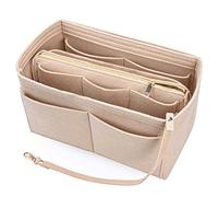 NEPAK Bolso Organizador de Fieltro para Mujeres con Cremallera Desmontable y Llavero(Beige,S)