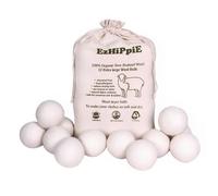 Nepal - Bolas secadoras de lana natural hechas a mano, suavizante de tela, reduce las arrugas y reutilizable, paquete de 12 [XL]