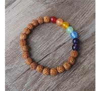 Nepal Rudraksha Bodhi Buda cuentas de madera 7 Chakra pulsera hecha a mano mujeres hombres Yoga Mala pulsera Bijoux Chakra , SL0020