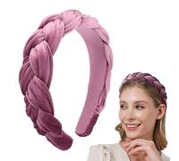 Nepenthion Diademas trenzadas de terciopelo para mujer, elásticas, cómodas, antideslizantes, accesorios para el cabello (morado oscuro, adulto)