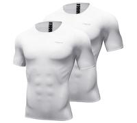 Nepest Baselayer - Camiseta interior de manga corta para hombre, de 1 y 2 ruedas, sin mangas, malla transpirable, superligera, sin mangas, secado rápido, lavable a máquina, Manga corta-blanco X2, M