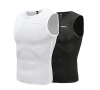 Nepest Baselayer - Camiseta interior de manga corta para hombre, de 1 y 2 ruedas, sin mangas, malla transpirable, superligera, sin mangas, secado rápido, lavable a máquina, negro y blanco, M