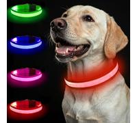 Nepfaivy Collar Luminoso para Perros - 3 Modos Collar Perro Luz con USB Recargable y Impermeable, Ajustable Collares LED para Perros Pequeños, Medianos y Grandes (Rojo-L)