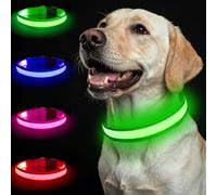 Nepfaivy Collar Luminoso para Perros - 3 Modos Collar Perro Luz con USB Recargable y Impermeable, Ajustable Collares LED para Perros Pequeños, Medianos y Grandes (Verde-L)