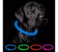 Nepfaivy Collar Luminoso Perro Recargable - 3 Modos Collar Perro Luz con Impermeable, Ajustable Collares LED para Perros Pequeños/Medianos/Grandes, Azul