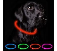 Nepfaivy Collar Luminoso Perro Recargable - 3 Modos Collar Perro Luz con Impermeable, Ajustable Collares LED para Perros Pequeños/Medianos/Grandes, Rojo
