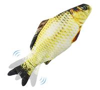 Nepfaivy Juguetes Pez para Gatos - Juguete Interactivo Hierba Gatera, Pez de Simulación de Felpa Móvil con Carga USB, Suministros para Gatos Que Se Pueden Usar para Morder