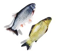 Nepfaivy Juguetes Pez para Gatos - Juguete Interactivo Hierba Gatera, Pez de Simulación de Felpa Móvil con Carga USB, Suministros para Gatos Que Se Pueden Usar para Morder