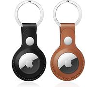 Nepfaivy Llavero AirTag Cuero PU, 2Pcs Fundas para Apple AirTag 2.ª/1.ª Gen